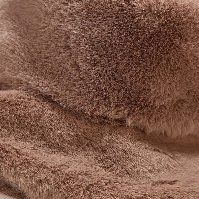 BEARUN Winter Faux Fur Furry Bucket Hat Fluffy Fuzzy Warm Hat Plush Fisherman Hat for Women Men Teens Girls - Image 5
